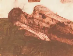 Walter Pichler, Untitled (der Liegende), 1983, red pigment, watercolor; framed