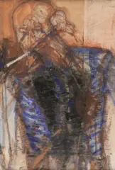 Walter Pichler, Raucher, 1986, mixed media on paper; framed