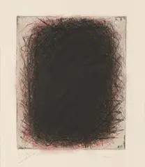 Arnulf Rainer, Ein Loch in der Erde, 1961, overpainted dry point etching; framed