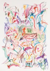 Alfred Klinkan, Was ich mir herausnehmen will, 1977, colored pencil, oil pastel on paper; unframed