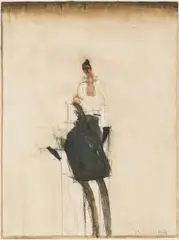 Giselbert Hoke, Sitzende, 1980, gouache on paper; framed