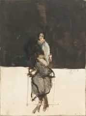 Giselbert Hoke, Sitzende, 1980, gouache on paper; framed