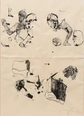 Alfred Hrdlicka, Zum Engelsdenkmal, 1976, india ink on paper; framed