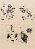 Alfred Hrdlicka, Zum Engelsdenkmal, 1976, india ink on paper; framed