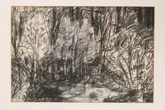 Herbert Brandl, Untitled (Bäume), 1982, chalk on paper; framed