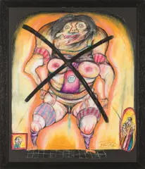 Franz Ringel, Untitled, 1975, mixed media on paper, mounted on cardboard; framed