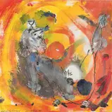 Auf Vögel Sitzen by Christian Ludwig Attersee, 1999, mixed media on paper; framed, sold Dec 2025