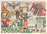 August Walla, Fegefeuer der armen Seelen.!, mixed media on paper; framed