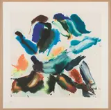 Wolfgang Hollegha, Blaue Mütze, 2020, screen print on paper; framed