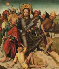 Martin Schongauer, The Taking of Christ, c. 1500, oil on panel, parqueted; framed