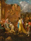 Cornelisz van Poelenburg, Adoration of the Magi, oil on panel; framed