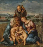 called Raffael Raffaelo Sanzio, Holy Family from the House of Canigiani, oil on panel; unframed