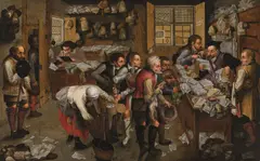 Pieter Brueghel the Younger, Farmers Deliver the Tithe, oil on panel; framed