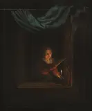 Gerard Dou, Girl at the Window, oil on panel; framed