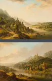 Christian Georg Schütz, Rhine Landscapes (counterparts), 1778, oil on panel; framed