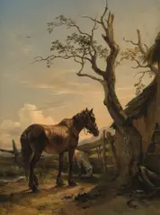 Friedrich Gauermann, Horse by a Fence, 1847, oil on panel; framed