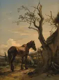 Friedrich Gauermann, Horse by a Fence, 1847, oil on panel; framed
