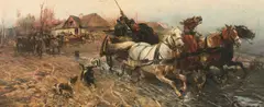 N. Samokish, A Brisk Ride with a Four-Horse Carriage, 1887, oil on canvas; framed