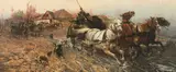 N. Samokish, A Brisk Ride with a Four-Horse Carriage, 1887, oil on canvas; framed