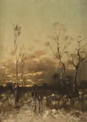 Desire Thomassin, Winter Landscape, oil on canvas; framed