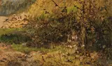 Olga Wisinger-Florian, Motif from the Prater (Autumn), 1880, oil on cardboard; framed