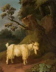 Jacob Philipp Hackert, Goat in the Landscape, oil on panel; framed
