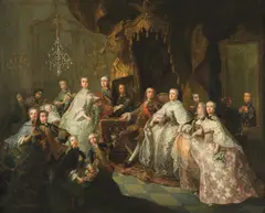 Martin van Meytens, Archduchess Marie Christine Presents her Father with a Portrait she Painted of Him in the Presence of the Imperial Family, c. 1757, oil on canvas; framed