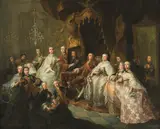 Martin van Meytens, Archduchess Marie Christine Presents her Father with a Portrait she Painted of Him in the Presence of the Imperial Family, c. 1757, oil on canvas; framed