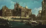 Francesco Guardi, Campo dei Santi Giovanni e Paolo, Venice, oil on canvas; framed