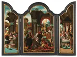 Pieter Coecke van Aelst, Adoration of Christ, 1541, oil on panel (triptych); framed