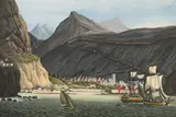 Georg Hutchins Bellasis, View of St. Helena, mixed media on paper; framed