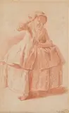 Daniel Nikolaus Chodowiecki, Portrait of a Lady with a Hat (Madame Chodowiecki?), red chalk on paper; framed
