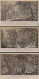 Johann Elias Ridinger, Die par force Jagd des Hirschen and deren ganzer Vorgang with ausführlicher Beschreibung", Augsburg, 1756, mixed lot (3 items), etchings on copper; framed