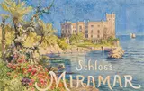 Ludwig Hans Fischer, Schloss Miramar, watercolour on paper; framed