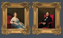 Ferdinand Georg Waldmüller, Portraits of Franz Freiherr von Leithner and his wife Nina Leithner, 1843, oil on panel; framed