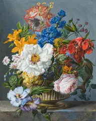 Joseph Nigg, Flower still life, gouache on paper; framed