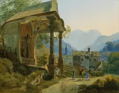Joseph Höger, Chapel, Berchtesgaden, oil on paper on canvas; framed