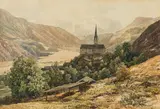 Thomas Ender, Ötz village, Tyrol, watercolour on paper; framed