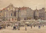 Hans Enzinger, Market am Hof, Vienna, 1912, watercolour on paper; framed