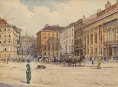 Hans Enzinger, Freyung, Vienna, 1912, watercolour on paper; framed