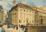 Friedrich Frank, Lobkowitzplatz, Vienna, watercolour on paper; framed