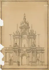 Giuseppe Galli da Bibbiena, Triumphal Arch for the Imperial House, ink wash on paper; unframed
