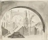 Antonio de Pian, Architectural Designs (mixed lot of 6 items), ink, watercolour, pencil on paper; unframed, in cut-out