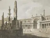 Antonio de Pian, Roman Architecture (mixed lot of 2 items), ink, watercolour on paper; unframed, in cut-out