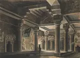 F. Kerker and his circle, Column and Vaulted Architecture (mixed lot of 5 items), watercolour, ink, pencil on paper; unframed, in cut-out