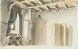 Michael Mayr, Theater Decoration and Interior (mixed lot of 2 items), watercolour, pencil, ink on paper; unframed, in cut-out