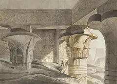 Norbert Bittner, Temple Views (mixed lot of 3 items), ink, watercolour on paper