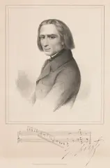 Portrait Depictions including Franz Liszt, Richard Wagner, Eduard Strauss (pencil drawing), Johann Strauss, Richard Strauss, Georg Friedrich Händel, Joseph Haydn, Christoph von Gluck, Carl Maria von Weber, Bedrich Smetana, Ferdinand Michl, Gioachino Rossini (mixed lot of 30 items) by Composers and Musicians, 1 pencil drawing (Eduard Strauss), 29 prints; partly framed, partly in cut-outs, sold Oct 2025