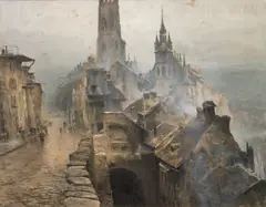 Ludwig Rösch, Fribourg (Schweiz), charcoal and pastel on paper; framed