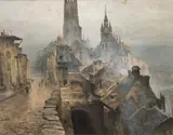 Ludwig Rösch, Fribourg (Schweiz), charcoal and pastel on paper; framed
